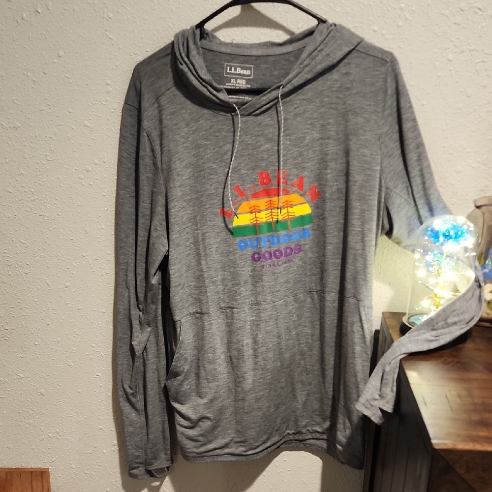 L.L. Bean Gray Hoodie with Rainbow Logo